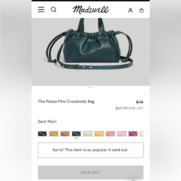 Madewell The Piazza Mini Crossbody Bag In Dark Palm